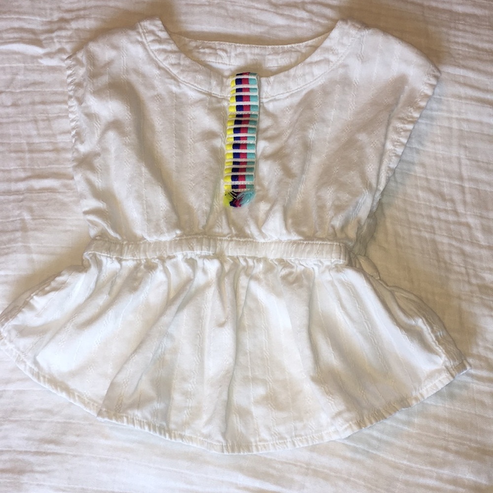 White shirt with colorful accents